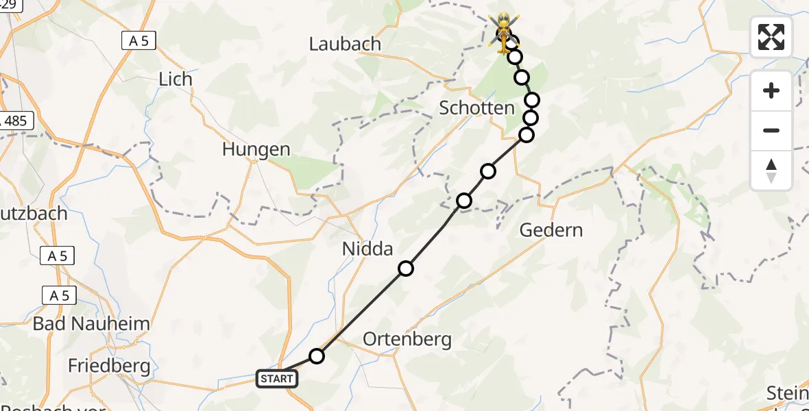 Flugroute Ambulanzhubschrauber Staden - Kölzenhain, 02 März 2026, 12:54