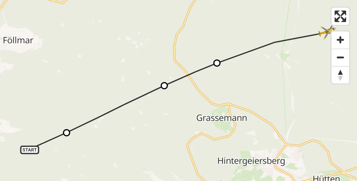 Flugroute Rettungshubschrauber Brandholz - Bischofsgrüner Forst, 02 März 2026, 15:09
