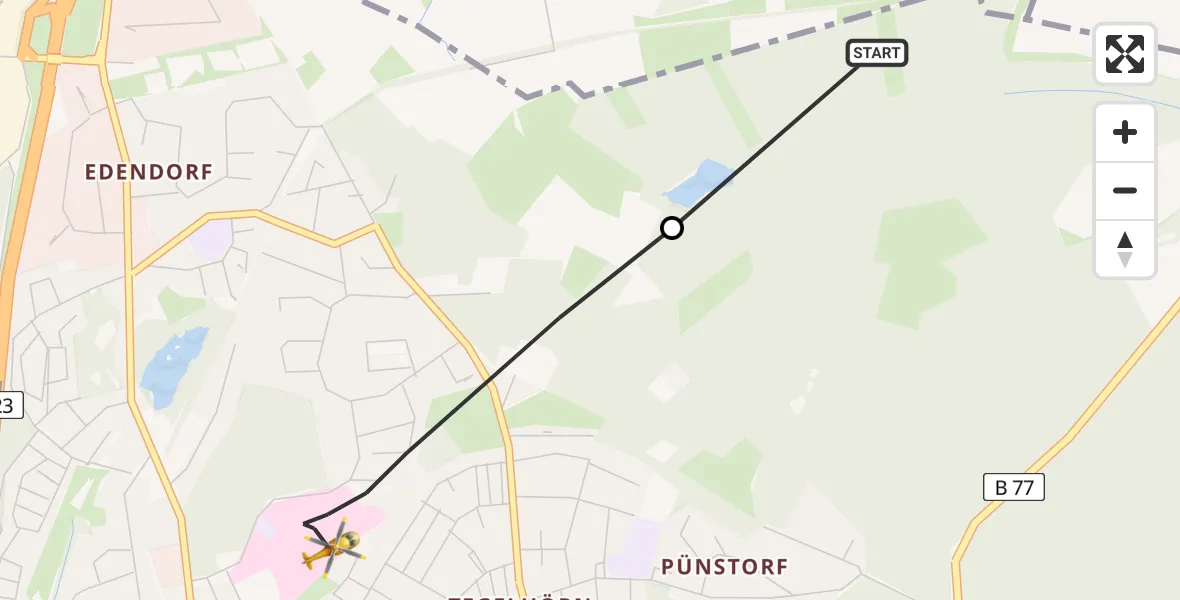 Flugroute Rettungshubschrauber Ottenbüttel - Itzehoe, 02 März 2026, 15:10