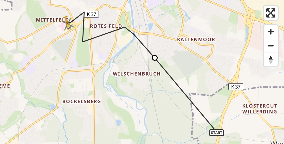 Flugroute Rettungshubschrauber Wendisch Evern - Lüneburg, 02 März 2026, 15:20