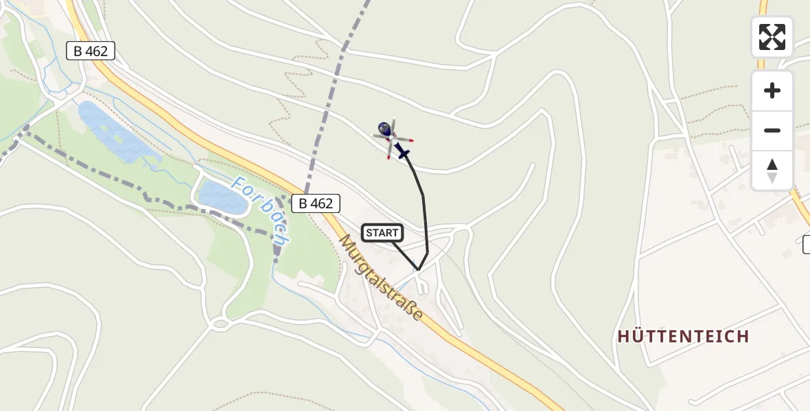 Flugroute Polizeihubschrauber Freudenstadt - Freudenstadt, 02 März 2026, 15:35