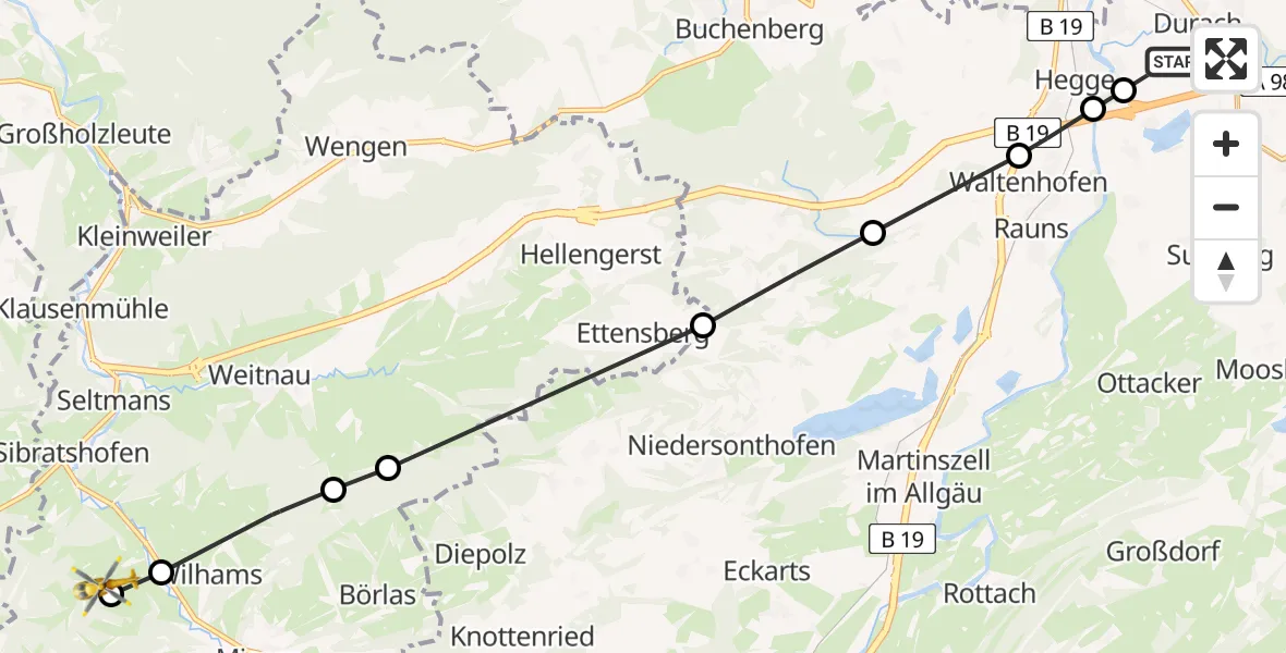 Routekaart van de vlucht: Rettungshubschrauber nach Missen-Wilhams, Weisse Gasse