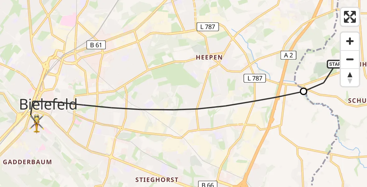 Flugroute Rettungshubschrauber Leopoldshöhe - Bielefeld, 02 März 2026, 15:50