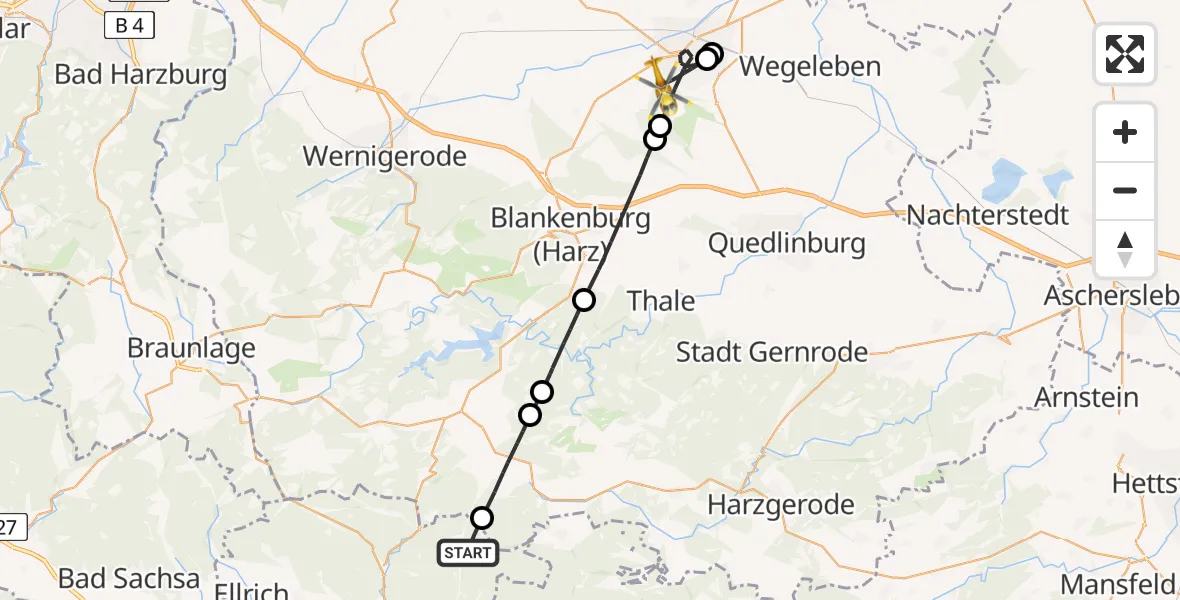 Flugroute Rettungshubschrauber Ilfeld - Halberstadt, 02 März 2026, 15:56