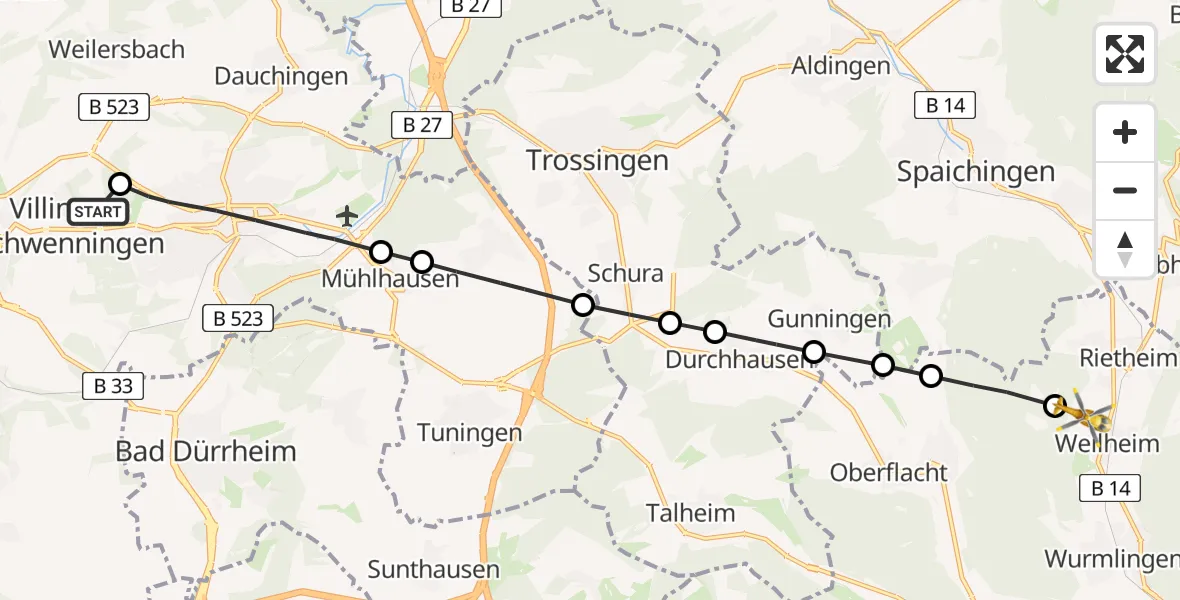 Routekaart van de vlucht: Rettungshubschrauber nach Weilheim, Weilheimer Weg