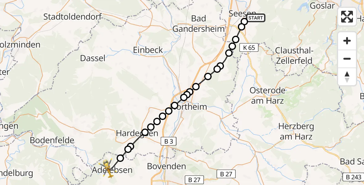 Routekaart van de vlucht: Rettungshubschrauber nach Adelebsen, Zum Ahrenskamp
