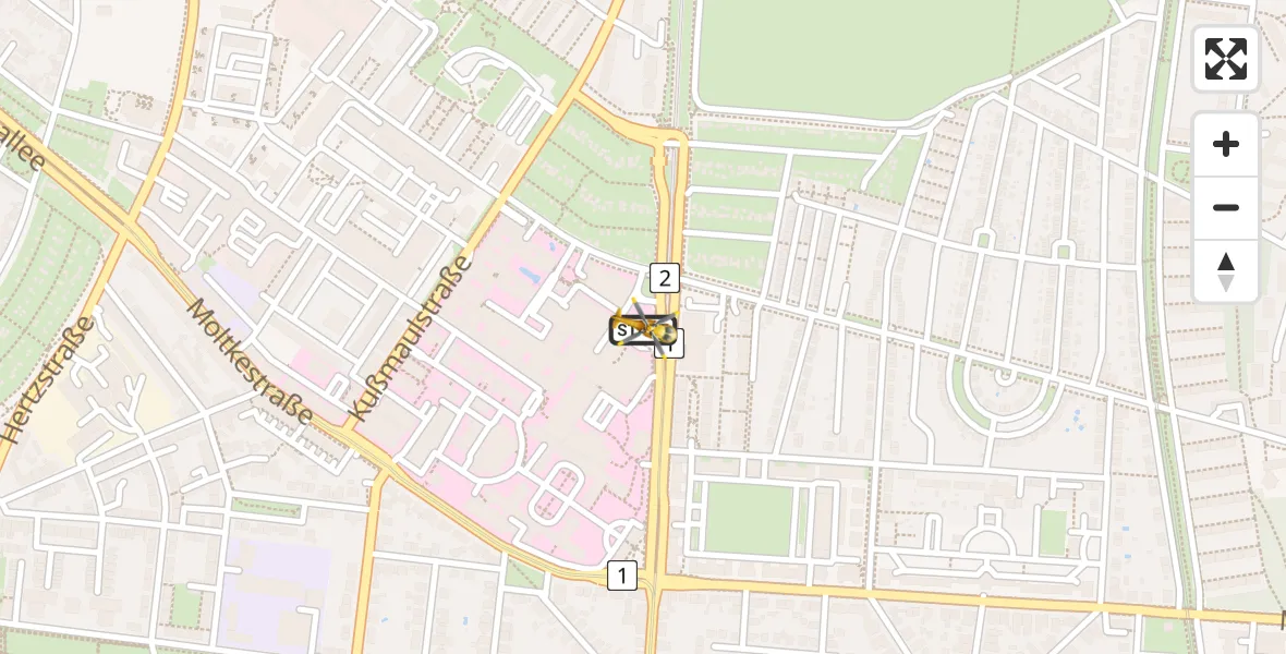 Flugroute Rettungshubschrauber Karlsruhe - Karlsruhe, 02 März 2026, 17:56