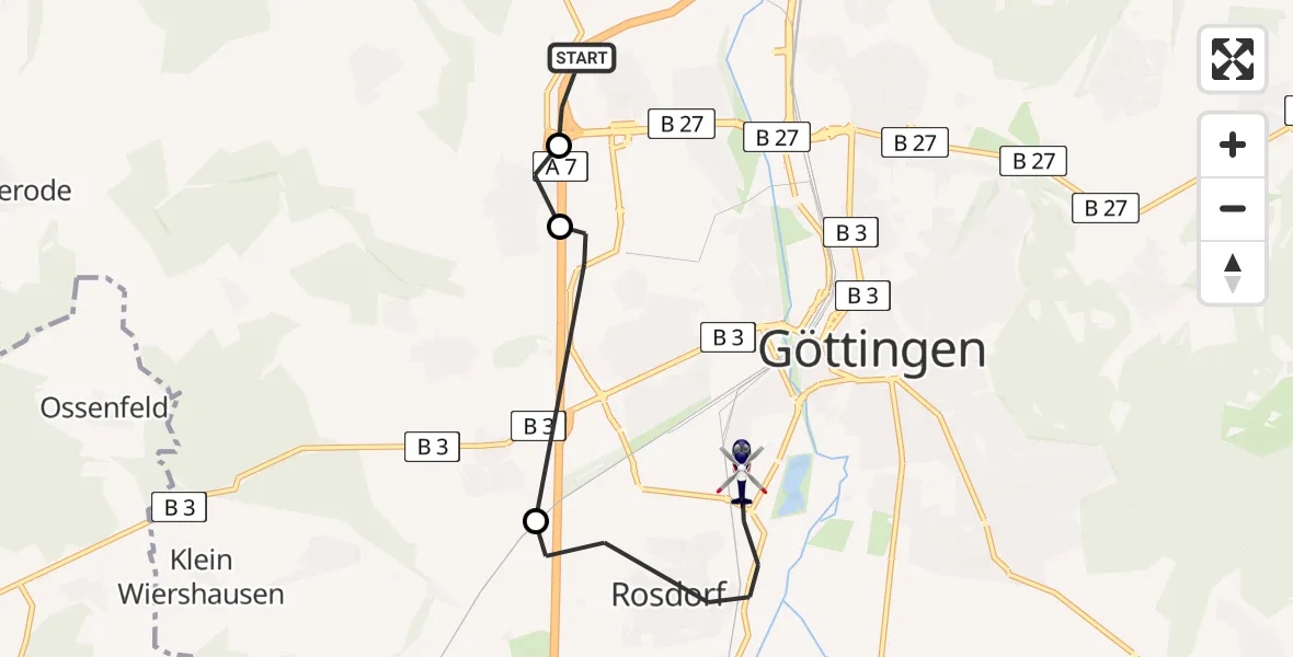 Routekaart van de vlucht: Polizeihubschrauber nach Göttingen, Ulrich-Venzlaff-Straße