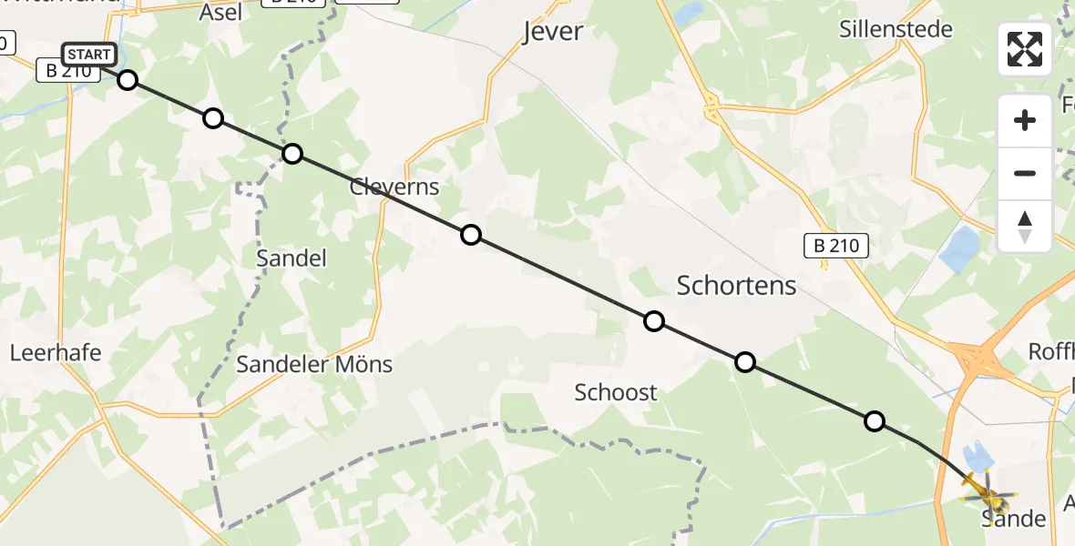 Routekaart van de vlucht: Rettungshubschrauber nach Sande, Am Gut Sanderbusch