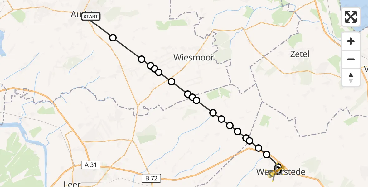 Routekaart van de vlucht: Rettungshubschrauber nach Westerstede, Mozartstraße