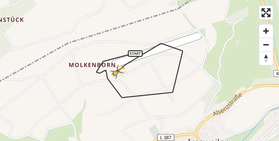Flugroute Rettungshubschrauber Imsweiler UL - Imsweiler UL, 03 März 2026, 06:39