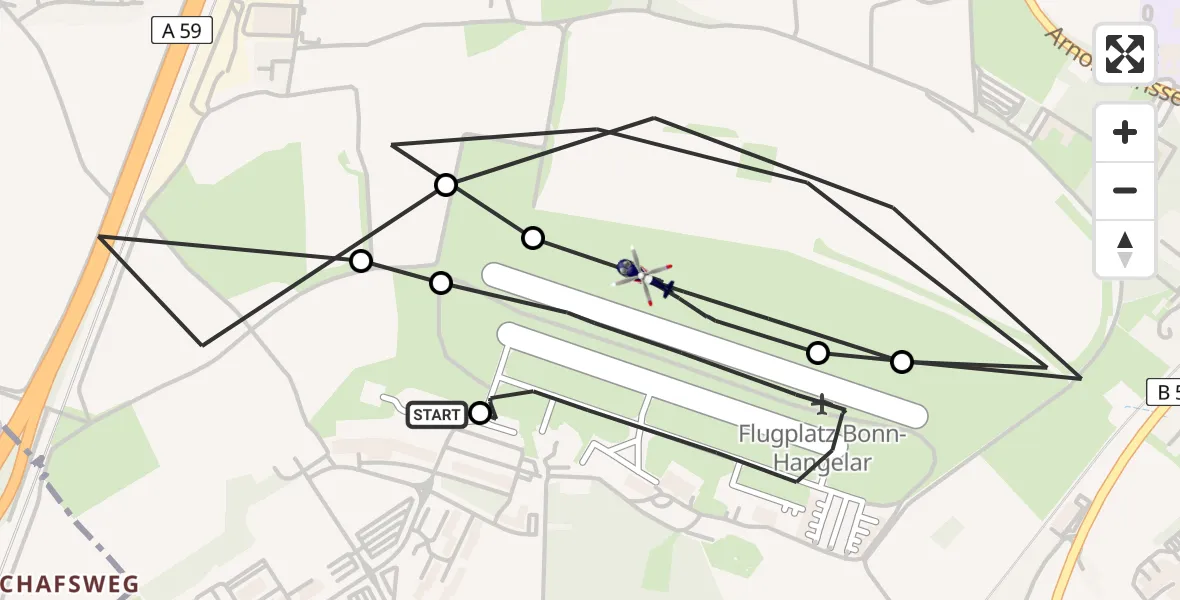 Flugroute Polizeihubschrauber Sankt Augustin - Bonn-Hangelar Airfield, 03 März 2026, 07:23