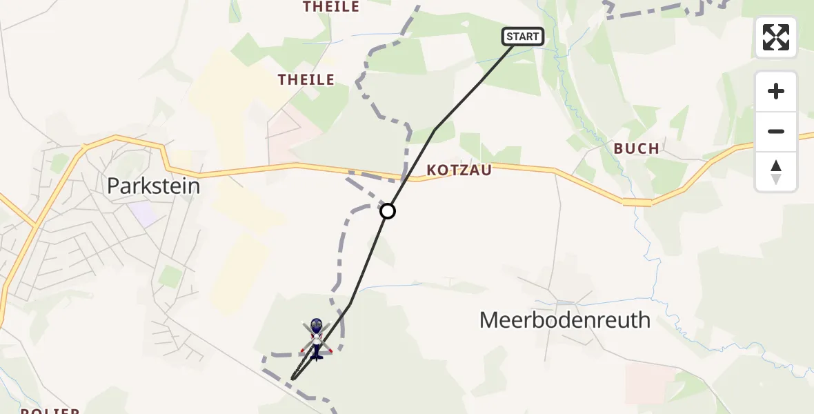 Flugroute Polizeihubschrauber Meerbodenreuth - Parkstein, 03 März 2026, 08:20