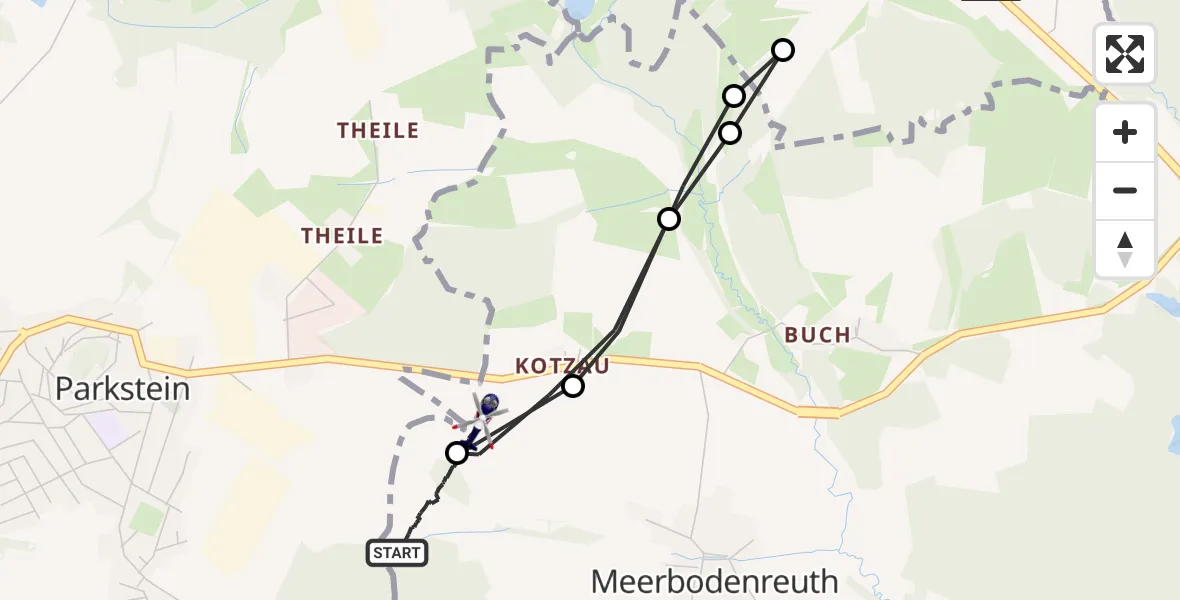 Routekaart van de vlucht: Polizeihubschrauber nach Altenstadt an der Waldnaab