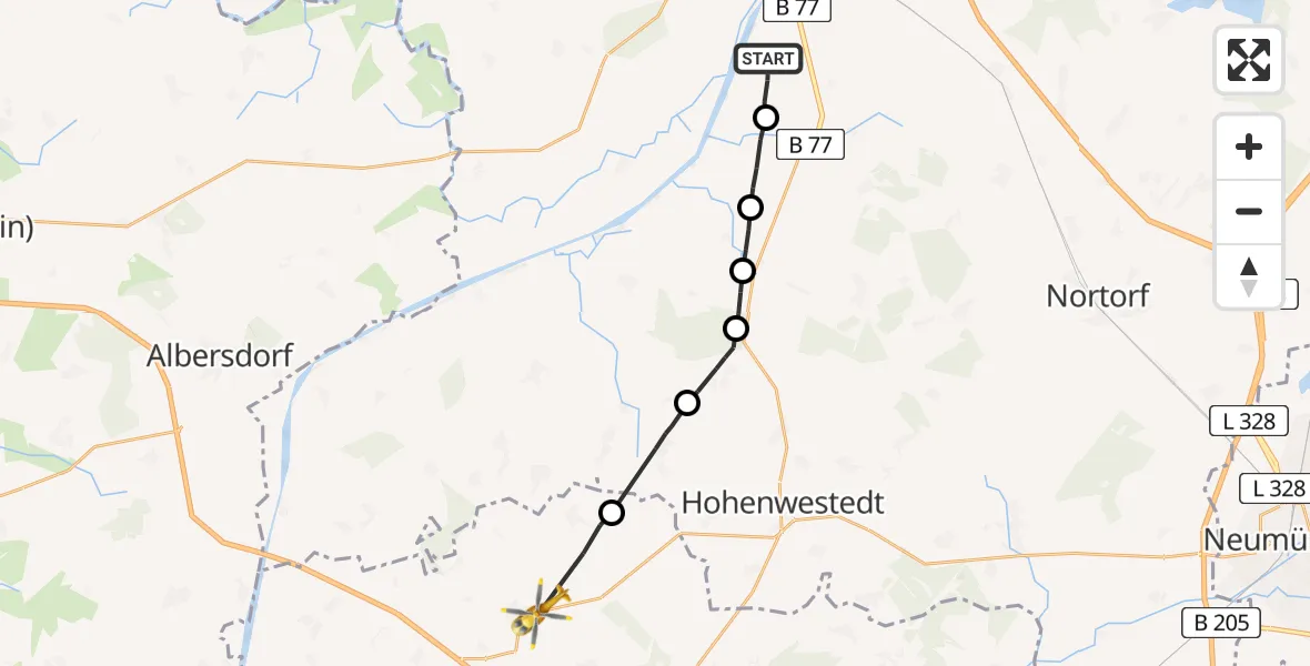 Routekaart van de vlucht: Rettungshubschrauber nach Schenefeld, Poggenpohlweg