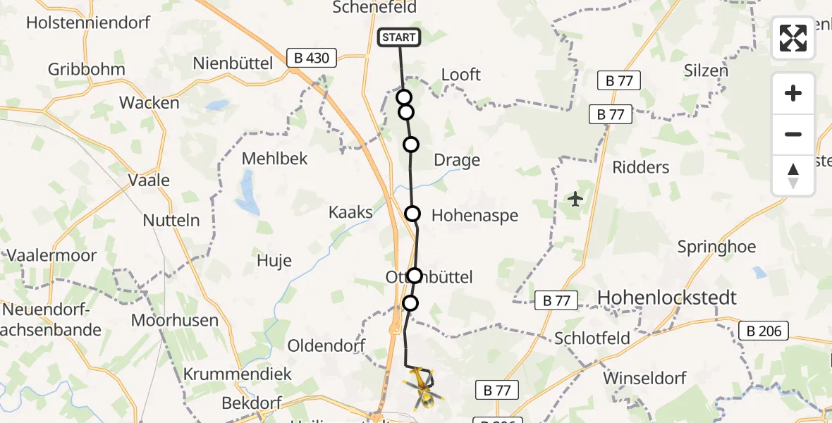 Routekaart van de vlucht: Rettungshubschrauber nach Itzehoe, Robert-Koch-Straße