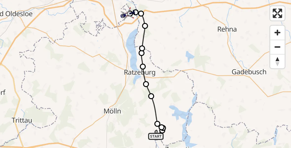 Flugroute Polizeihubschrauber Hollenbek - Lübeck Blankensee Airport, 03 März 2026, 10:15