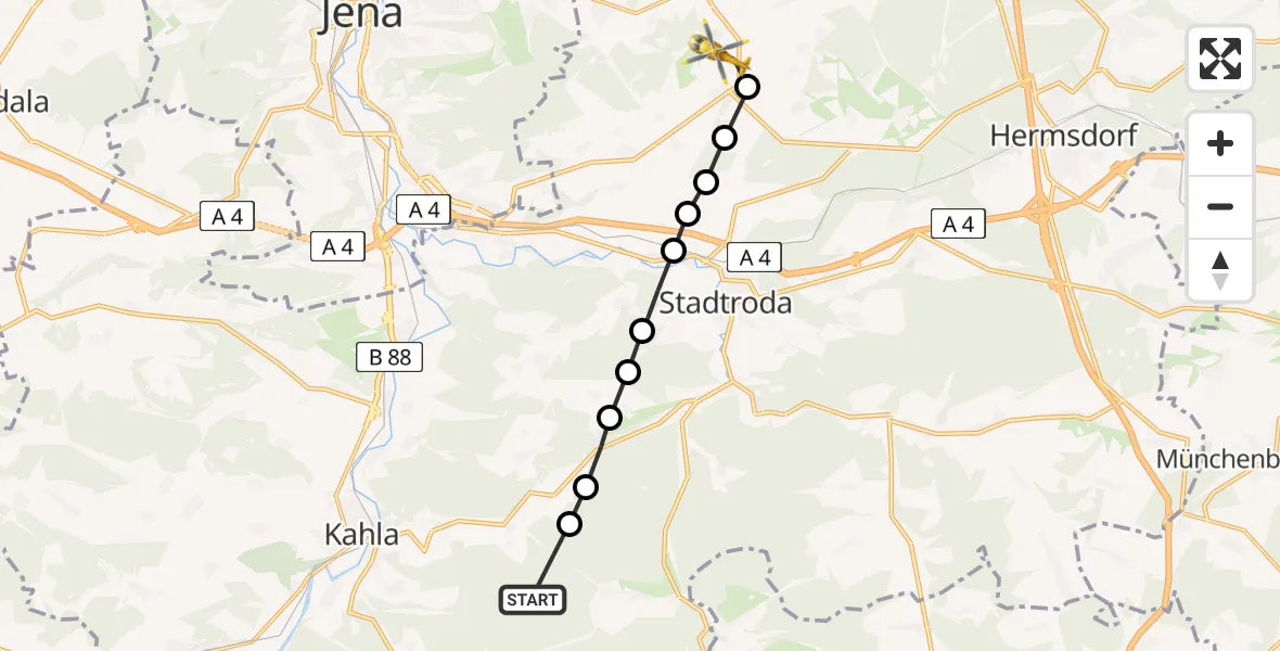 Routekaart van de vlucht: Rettungshubschrauber nach Zinna, Hauptstraße