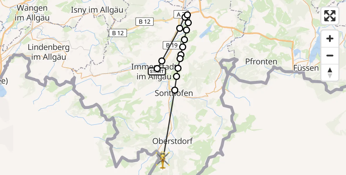 Flugroute Rettungshubschrauber Immenstadt im Allgäu - Faistenoy, 03 März 2026, 10:59