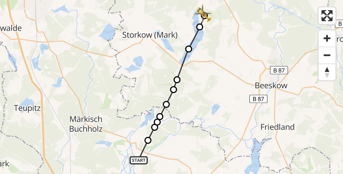 Routekaart van de vlucht: Rettungshubschrauber nach Bad Saarow, Geschwister-Scholl-Ring