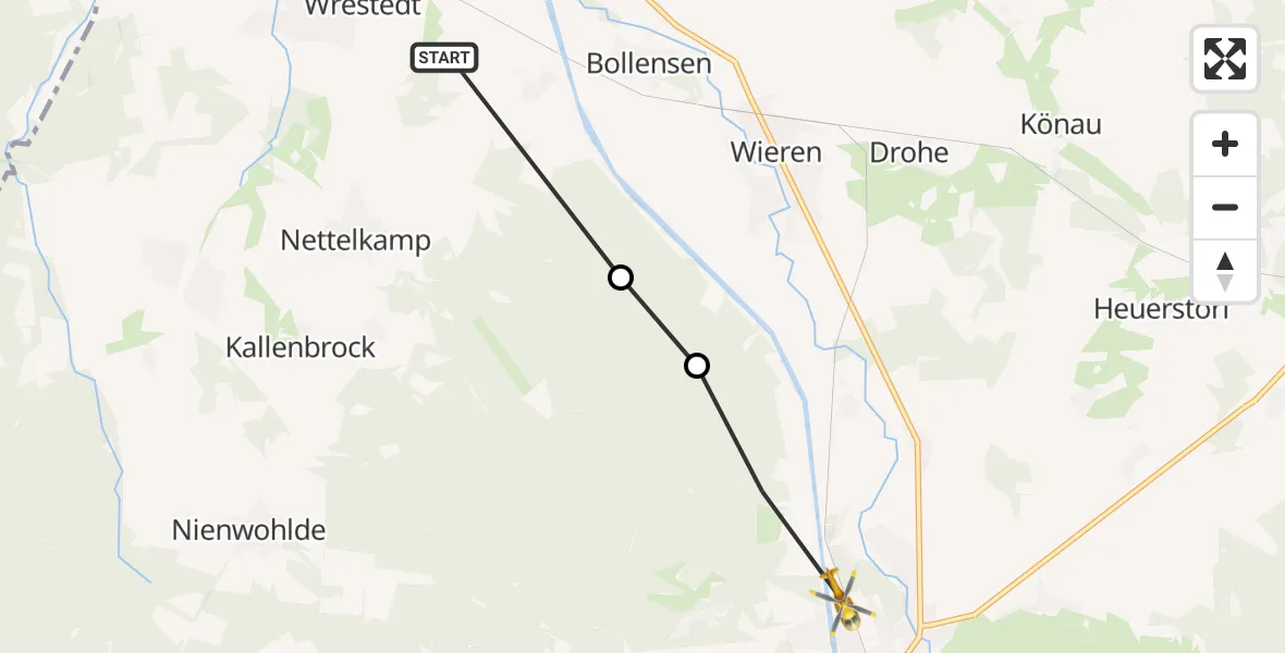 Flugroute Rettungshubschrauber Klein Bollensen - Bad Bodenteich, 03 März 2026, 12:57