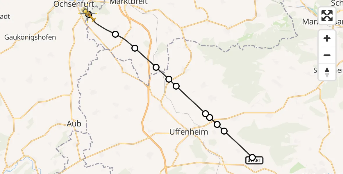 Routekaart van de vlucht: Rettungshubschrauber nach Ochsenfurt, Am Greinberg