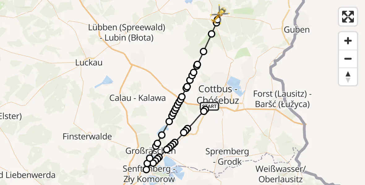 Routekaart van de vlucht: Rettungshubschrauber nach Jamlitz, Fischereiweg