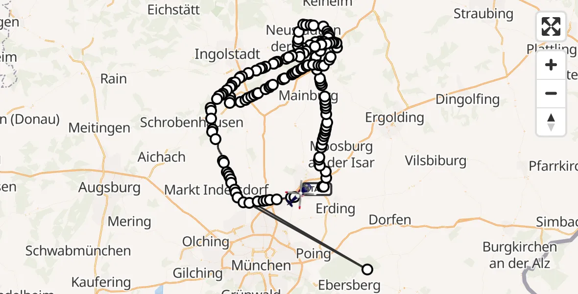 Flugroute Polizeihubschrauber Schwaigerloh - Freising, 03 März 2026, 13:34