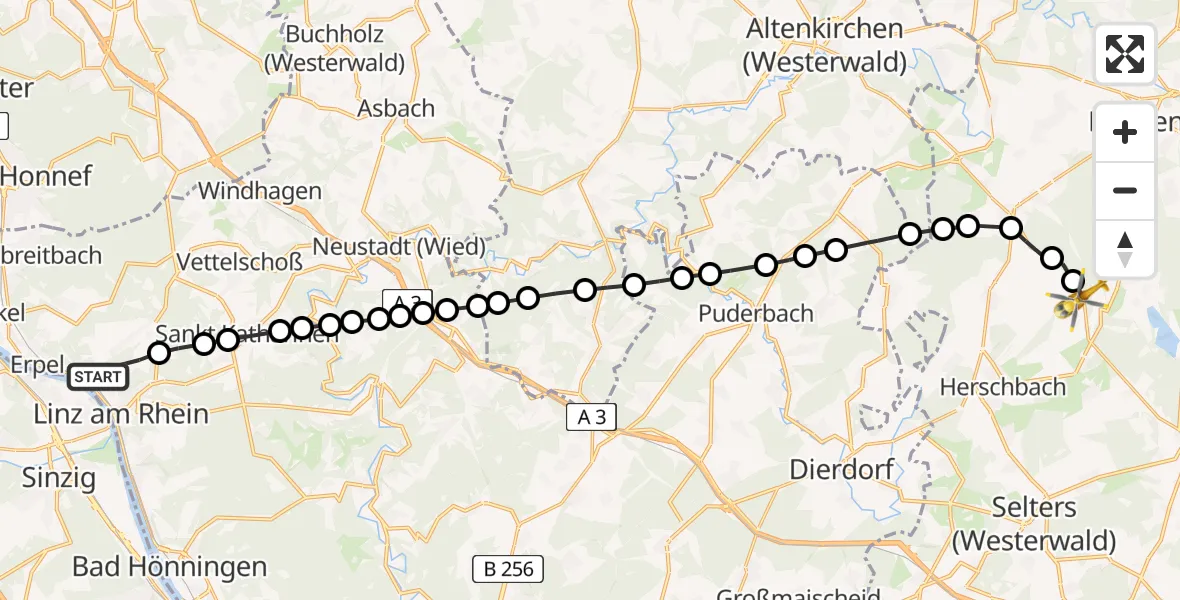 Routekaart van de vlucht: Rettungshubschrauber nach Schenkelberg, B 8
