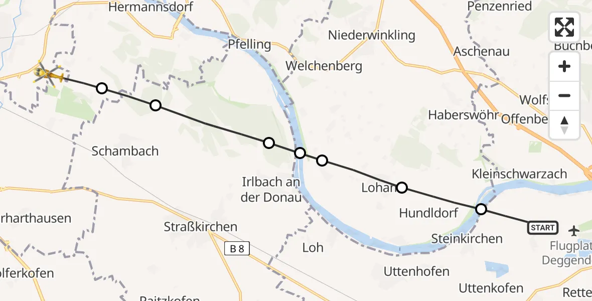 Routekaart van de vlucht: Rettungshubschrauber nach Aiterhofen, SR 19