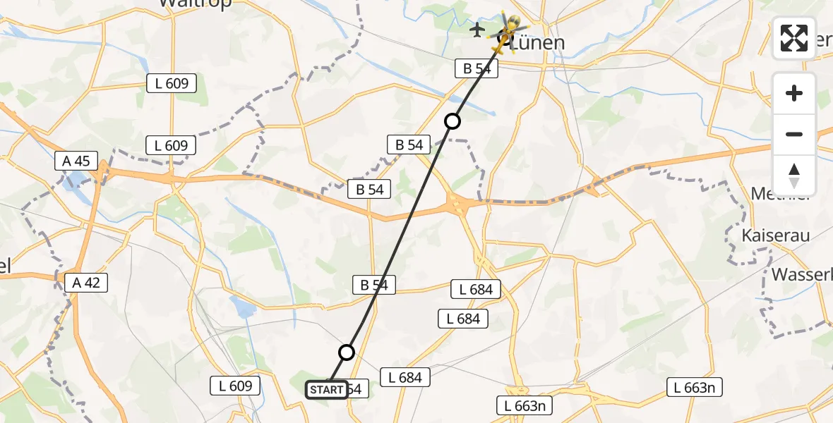 Routekaart van de vlucht: Rettungshubschrauber nach Sankt Marien Hospital Heliport