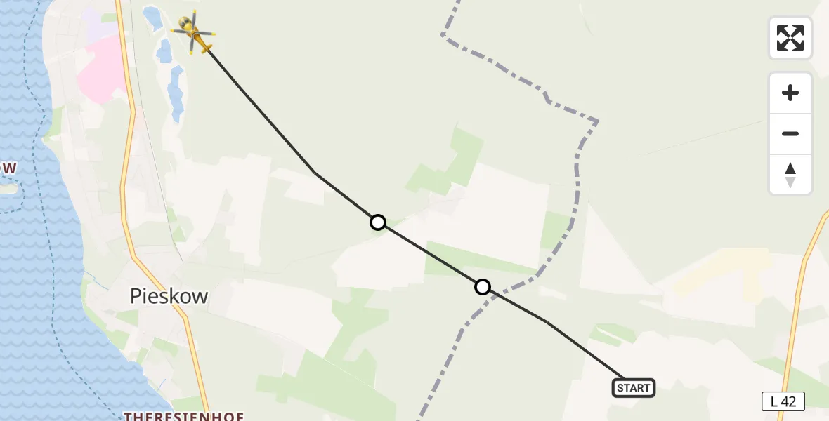 Flugroute Rettungshubschrauber Wilmersdorf - Bad Saarow, 03 März 2026, 14:41