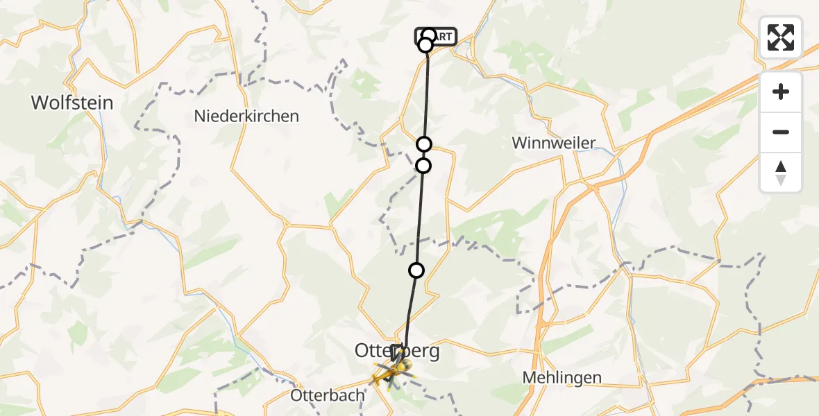 Routekaart van de vlucht: Rettungshubschrauber nach Otterberg, K 39