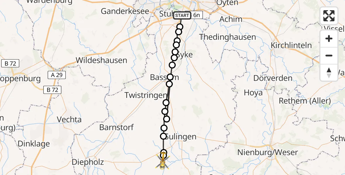 Routekaart van de vlucht: Rettungshubschrauber nach Varrel, Freeheide