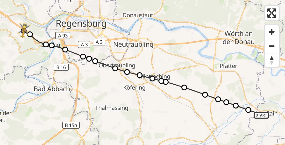 Flugroute Rettungshubschrauber Dürnhart - Schönhofen, 03 März 2026, 15:25
