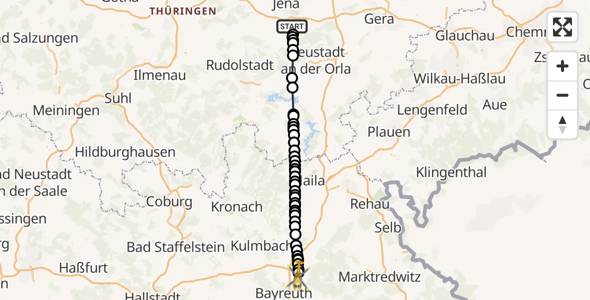 Flugroute Rettungshubschrauber Oelknitz - Deps, 03 März 2026, 15:44
