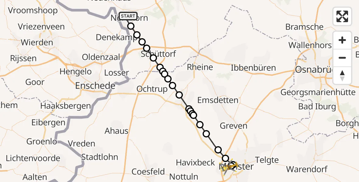 Routekaart van de vlucht: Ambulanzhubschrauber nach Münster-West, Albert-Schweitzer-Straße