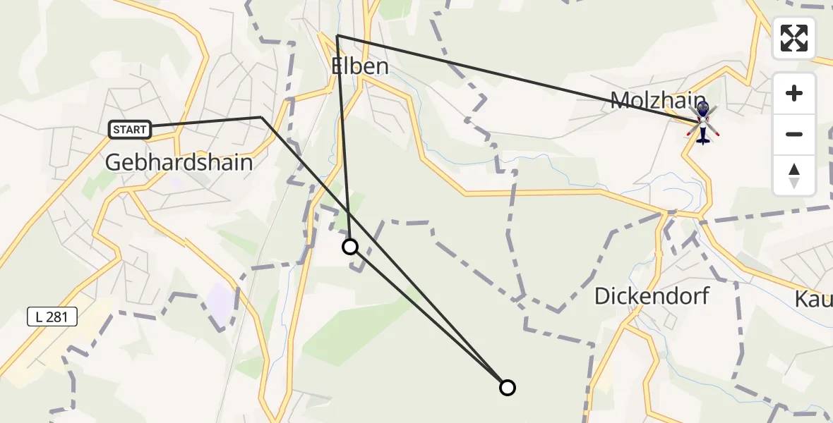 Routekaart van de vlucht: Polizeihubschrauber nach Molzhain, Hachenburger Straße
