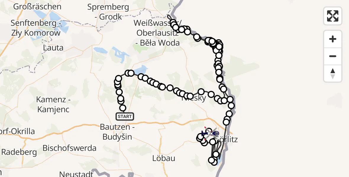 Routekaart van de vlucht: Polizeihubschrauber nach Schöpstal, Girbigsdorfer Straße