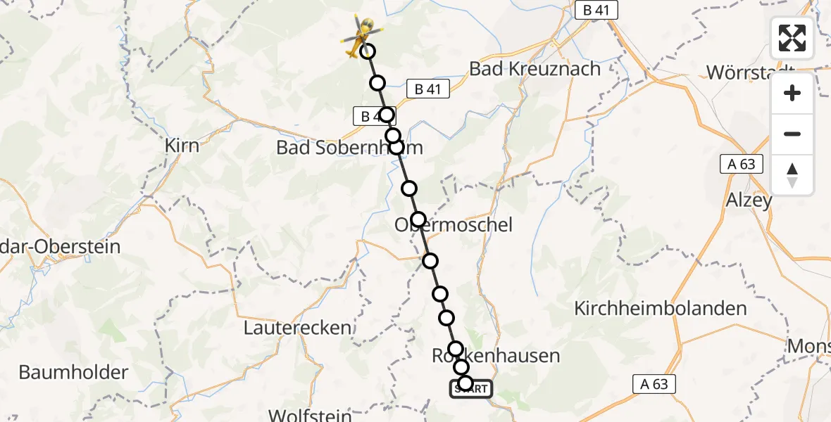 Flugroute Rettungshubschrauber Imsweiler UL - Allenfeld, 04 März 2026, 06:13