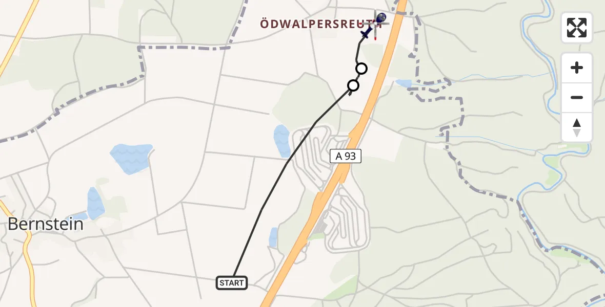 Flugroute Polizeihubschrauber Bernstein - Windischeschenbach, 04 März 2026, 08:02