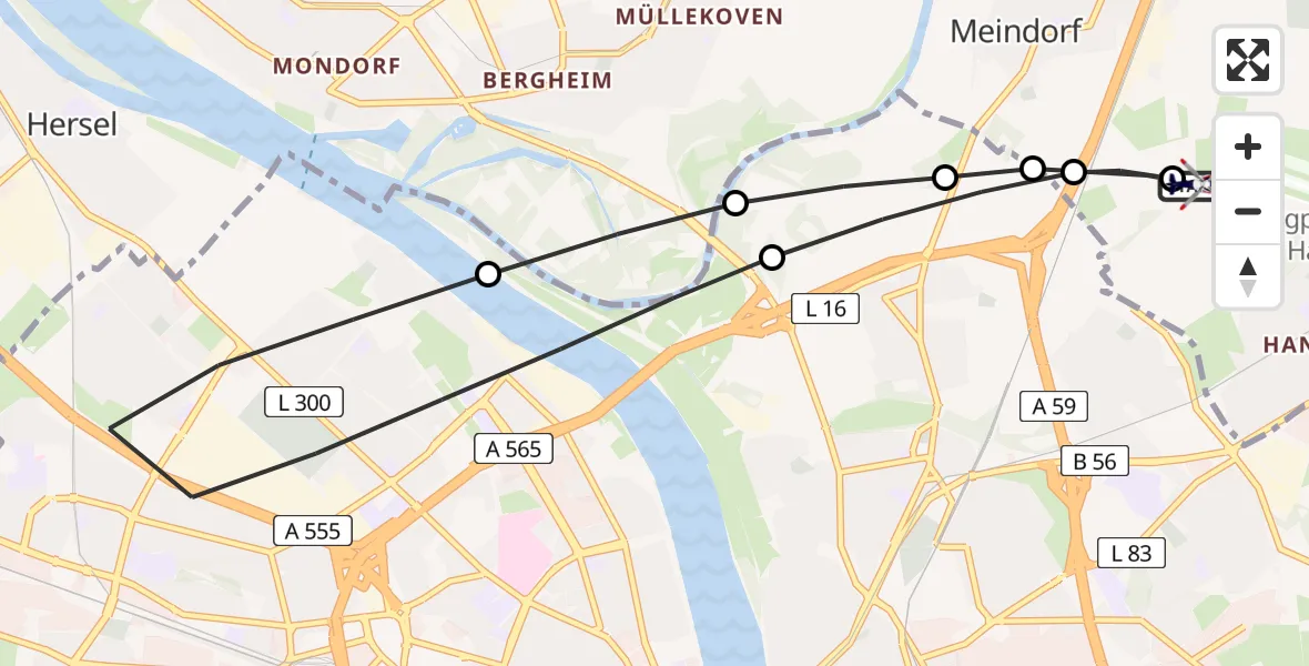 Flugroute Polizeihubschrauber Sankt Augustin - Sankt Augustin, 04 März 2026, 08:23