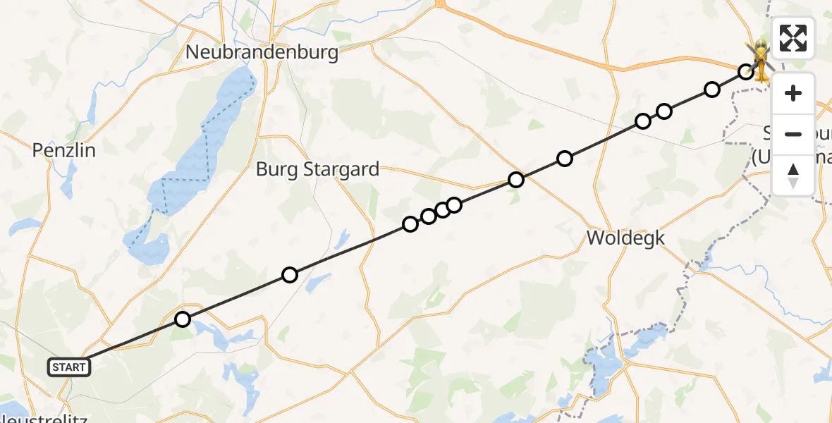 Flugroute Rettungshubschrauber Blumenholz - Schönhausen, 04 März 2026, 08:44