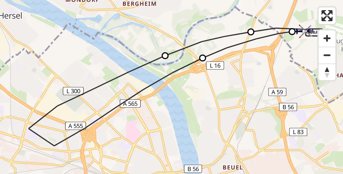 Flugroute Polizeihubschrauber Sankt Augustin - Sankt Augustin, 04 März 2026, 09:22