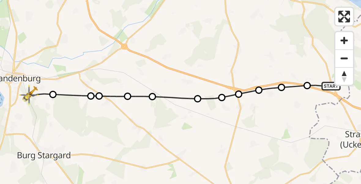 Routekaart van de vlucht: Rettungshubschrauber nach Neubrandenburg, Salvador-Allende-Straße