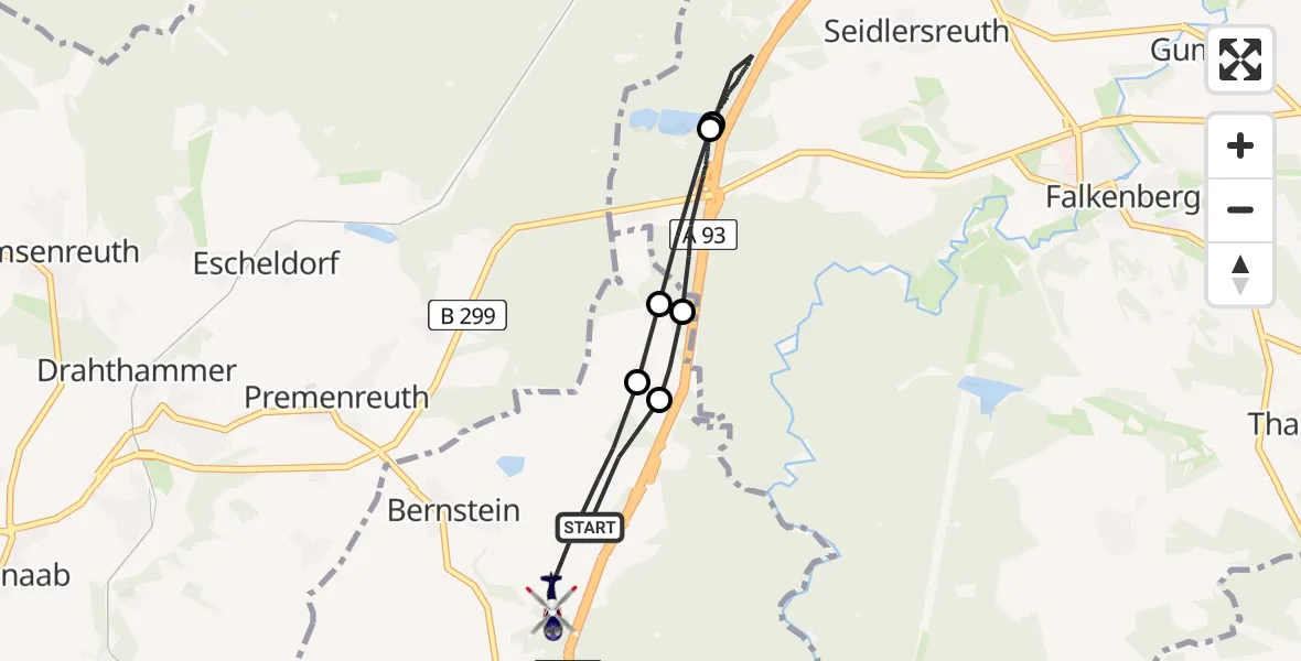 Flugroute Polizeihubschrauber Bernstein - Bernstein, 04 März 2026, 10:10
