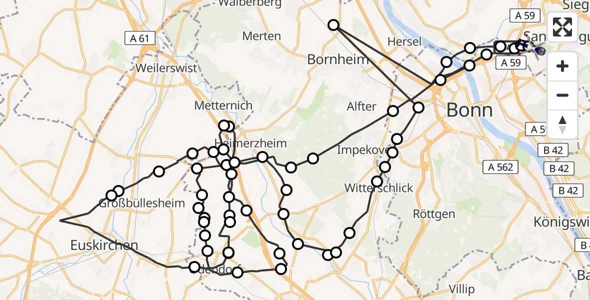 Flugroute Polizeihubschrauber Meindorf - Sankt Augustin, 04 März 2026, 10:12