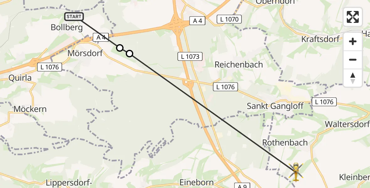 Flugroute Rettungshubschrauber Bollberg - Rothenbach, 04 März 2026, 10:28