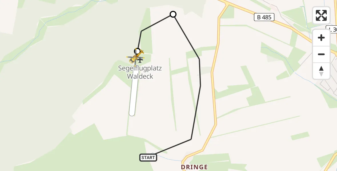 Flugroute Rettungshubschrauber Waldeck - Waldeck Airfield, 04 März 2026, 11:04