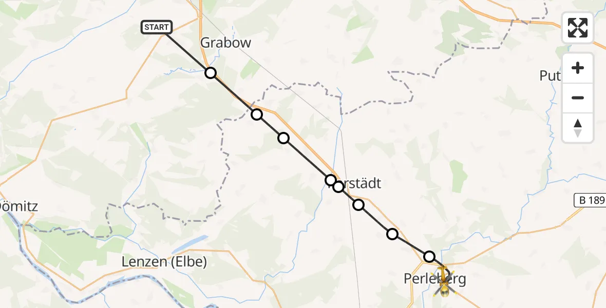 Routekaart van de vlucht: Rettungshubschrauber nach Perleberg, Dobberziner Straße